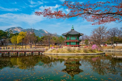 Hyangwonjeong Pavilion In Gyeongbokgung Palace, Seoul, South Korea