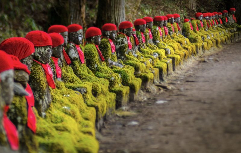 70 Stone Jizo Statues In Nikko Near Tokyo Japan