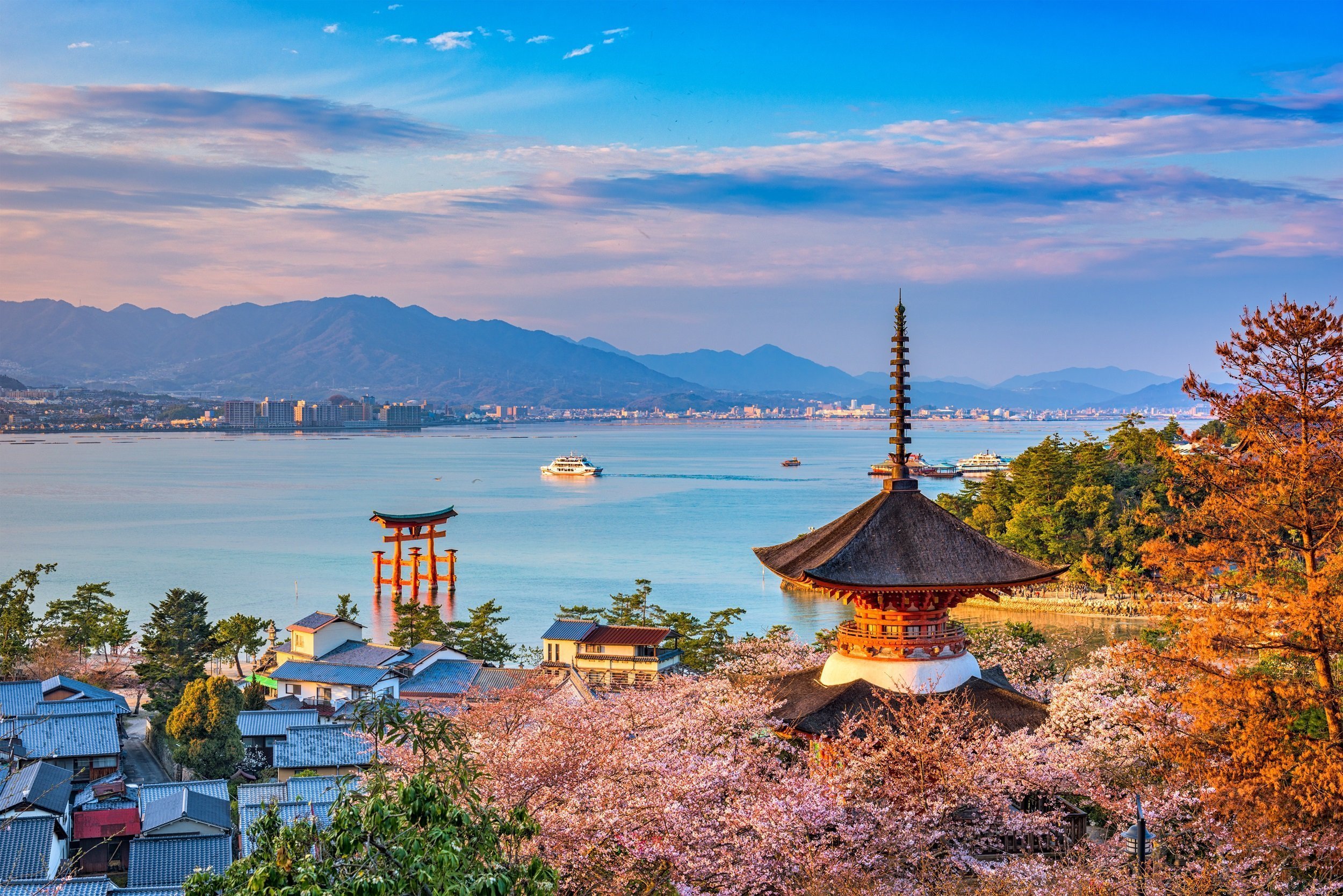Miyajima Island In Hiroshima Japan Blue Sky