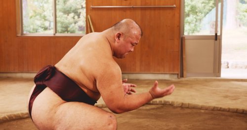 Sumo Wrestler Training And Doing Exercise