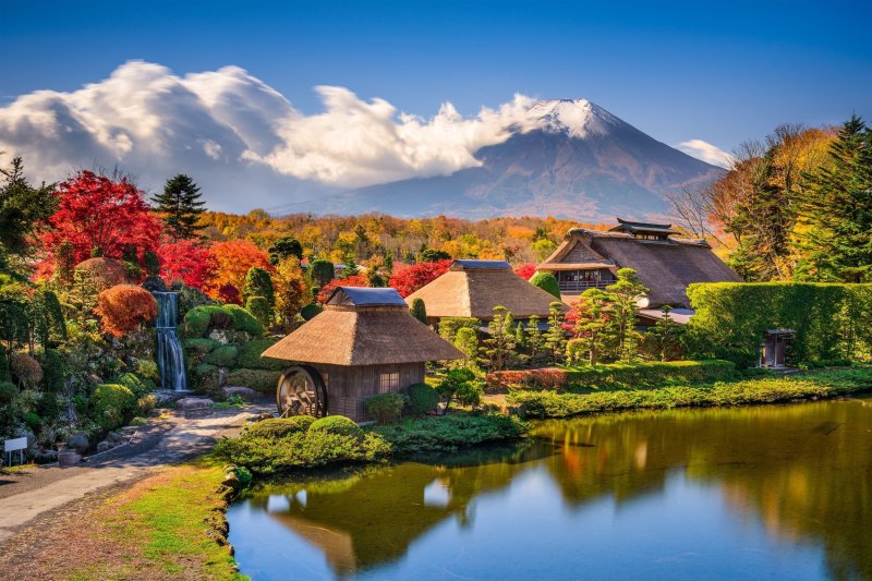 5 Day Tokyo & Mount Fuji Private Tour Package - Oshino, Japan Historic Thatch Roof Farmhouses With Mt. Fuji.