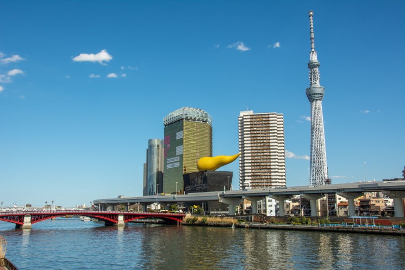 10 Day Budget Japan Tour - Tokyo, Japan – March 11, 2020 – View Of The Sumida Ward With Sumida City Office, Tokyo Skytree Tower And Asahi Breweries Headquarters From Across The Sumida River In Asakusa, Tokyo